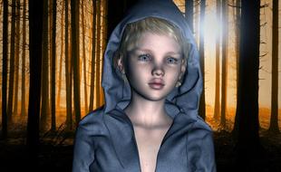girl forest nature drawing