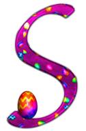 S, initial colorful alphabet letter with easter egg
