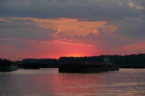 Serbia Danube River at sunset