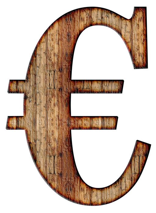 wooden euro icon on white background