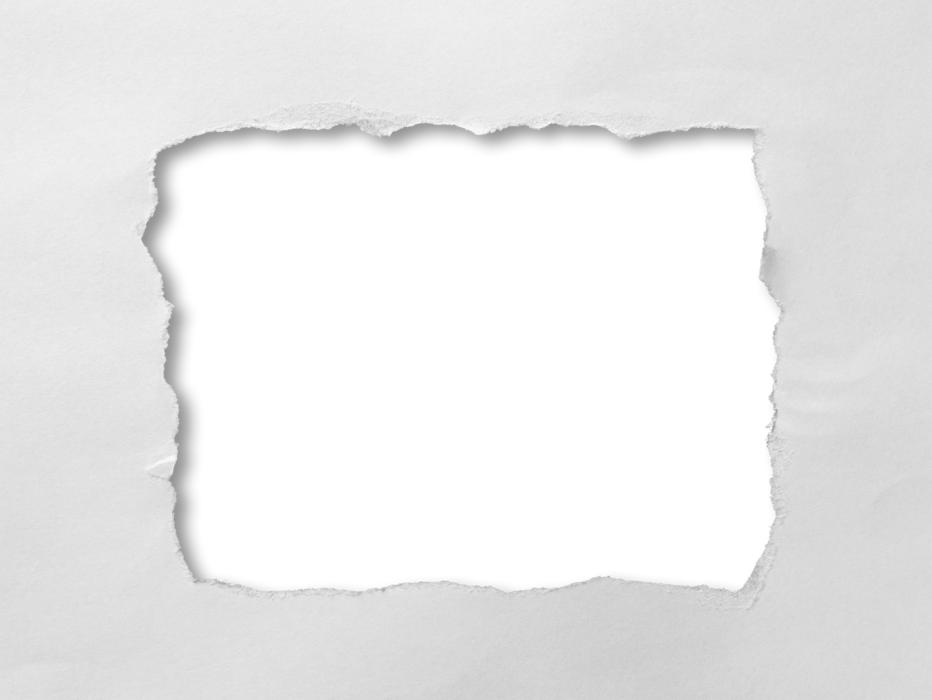 Rectangle hole in the white paper, on the white surface, clipart
