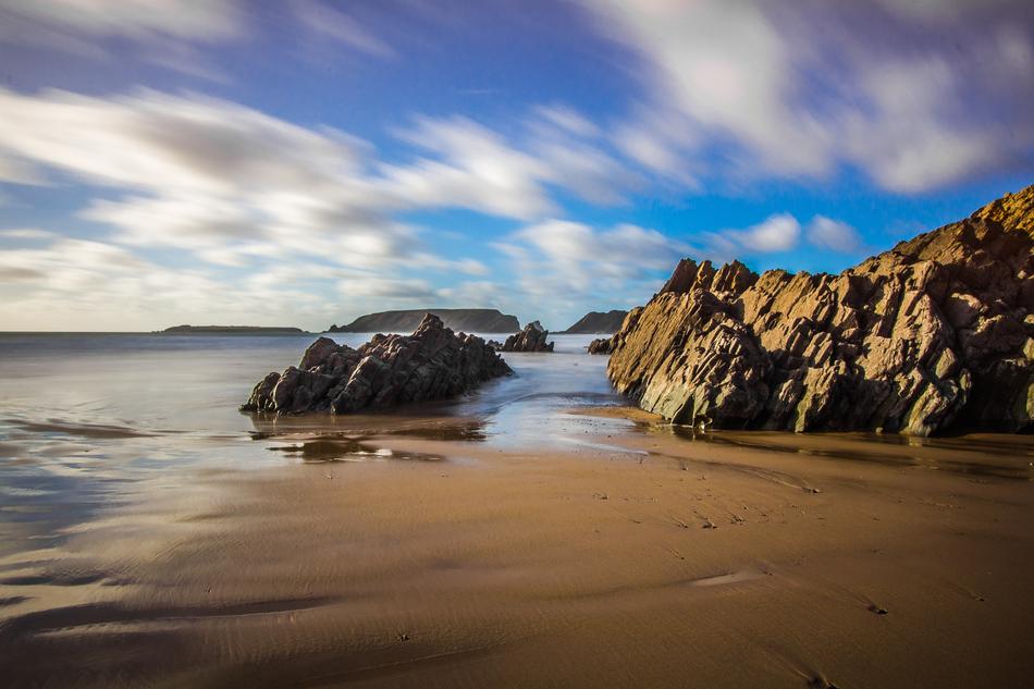 reef with rocks and beach
