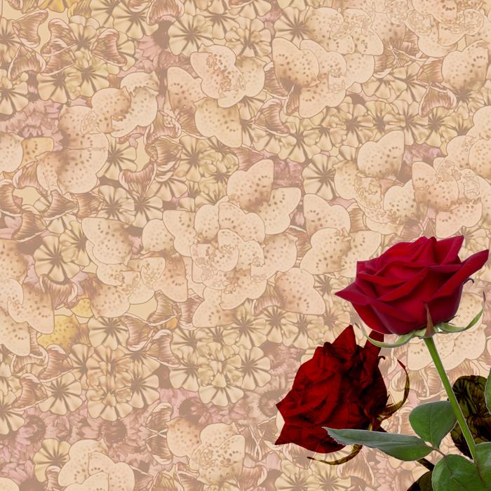 background scrapbooking paper two flowers