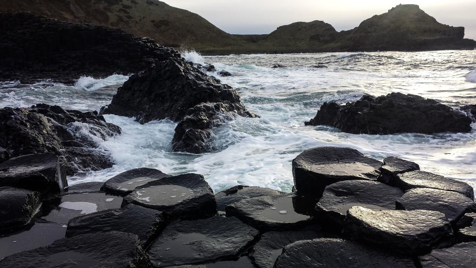 black stones in the sea landscape
