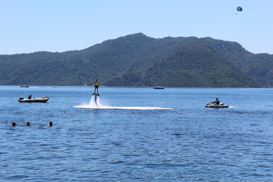 Holidaymakers on the sea