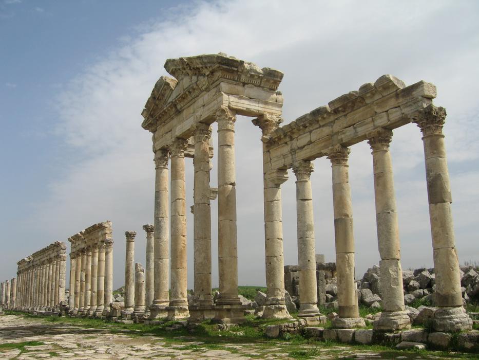 columns ruins nature landscape