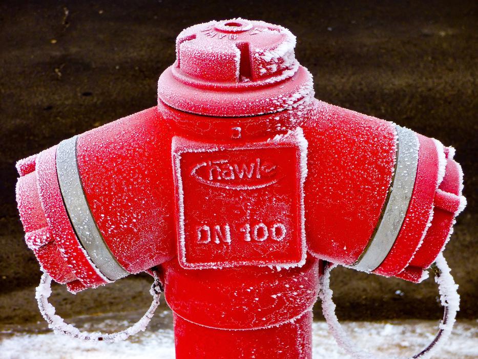Fire Hydrant, firecock covered with frost