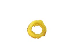 fried onion ring on a white background