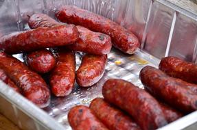 greasy fried sausages