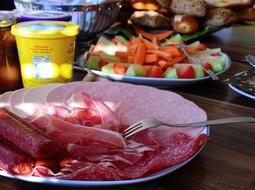 pieces of meat on a plate