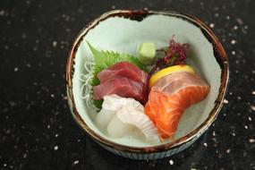 raw fish and vegetables