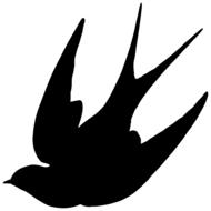 black silhouette of a swallow on a white background