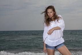 Model Beautiful Young girl on beach