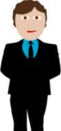 cartoon man in a black business suit