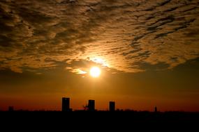 the sun shining in the city
