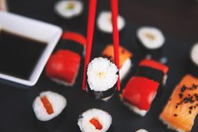 Rice sushi in tents