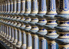 Beautiful, blue and brown, patterned spindles in Spain