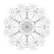 Beautiful drawing of the black and white mandala, at white background, clipart