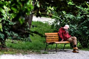 Sleepy Man on bench in park