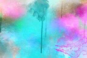 Colorful and beautiful, watercolor painting, with the paint splatters, clipart