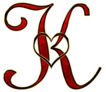 heart on the letter k on a white background