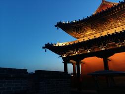 night illumination of the temple in Datong, China