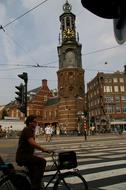 cyclist in the city center in Amsterdam