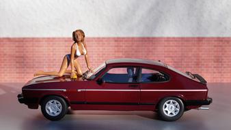 model of a girl on a car
