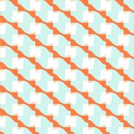 orange stripes and white squares on the fabric