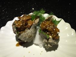 meat and sesame shells