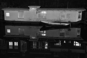 Water Reflection house Black And White