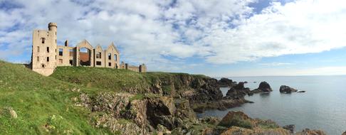 castle on a mountain in the sea