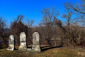 Cemetery Tombstones Daylight Blue