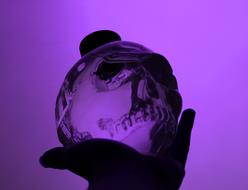 skull glass hand purple