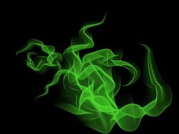 green smoke on black as background