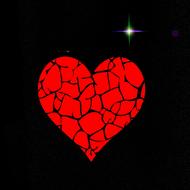 red heart broken black