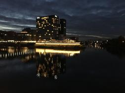 night city lights over the river