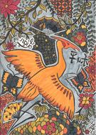 pattern handmade art collage bird