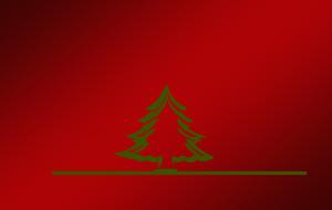 green silhouette of christmas spruce on red background