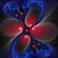 blue red fractal, abstract pattern