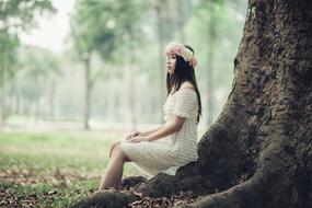 Girl Fashion forest tree