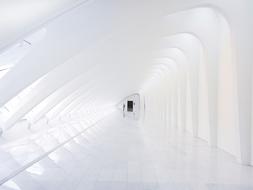 long corridor in a white modern building