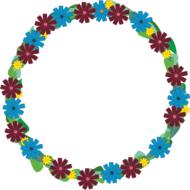 flowers wreath blue foliage