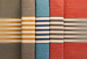 Close-up of the colorful and beautiful fabrics, with the lines