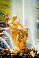 gold fountain statue of Peterhof Saint Petersburg