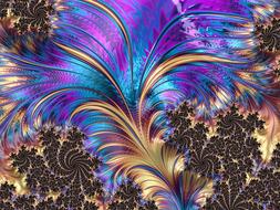 fractal feather swirl purple blue as background