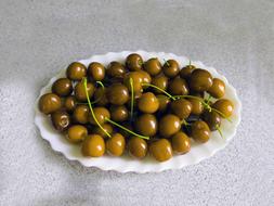 ripe olives on a plate