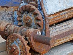 rusty machinery in the garage