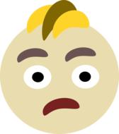 confused blonde young man, cartoon face as an illustration