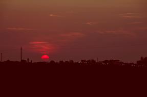 landscape of Infrastructure City at the red sunset